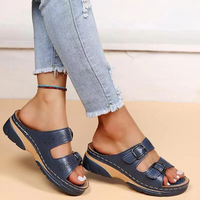 Orthopaedic women's comfort sandals with gel sole – buy 1, get 1 free – Sofia-Dark blue-3-State of Style