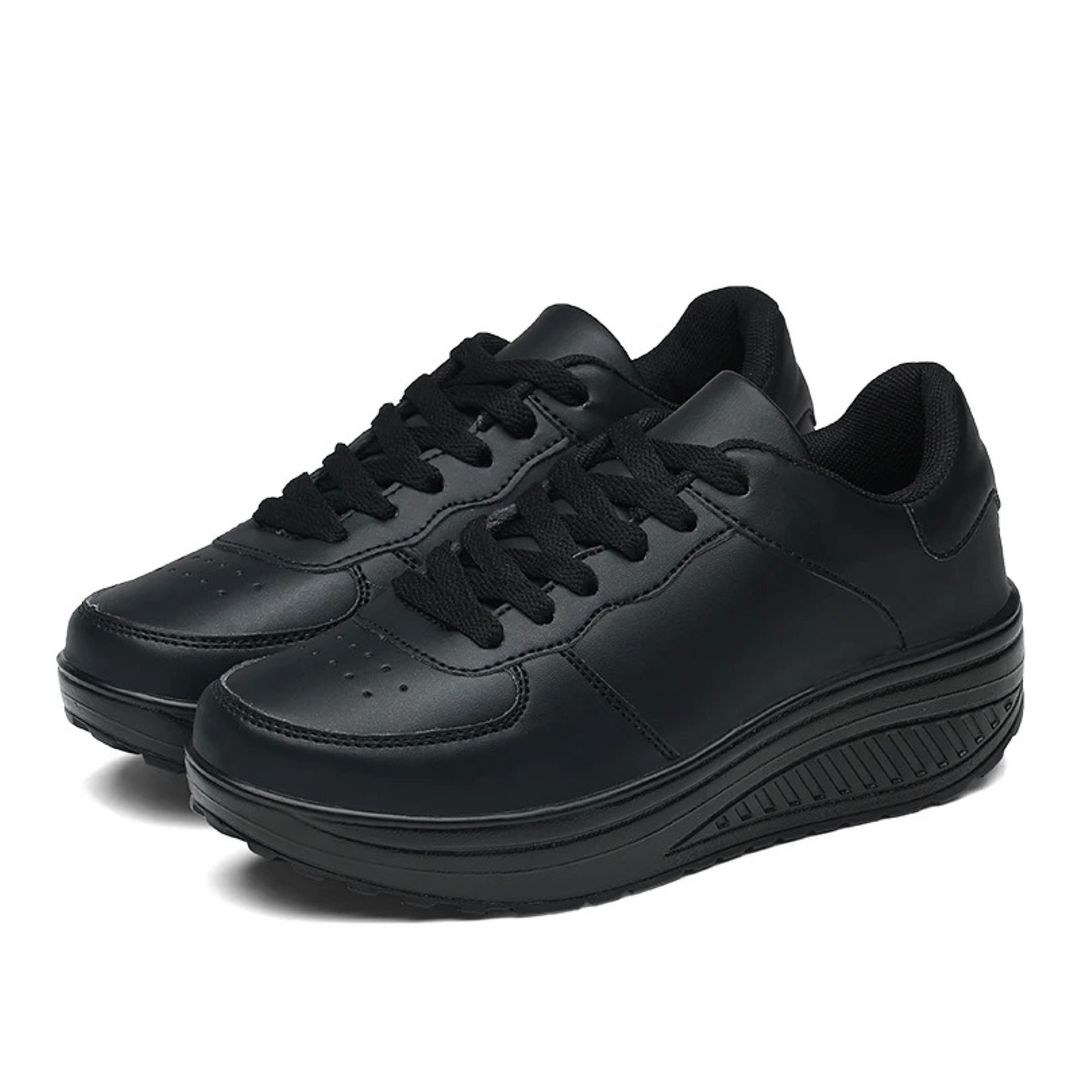 Orthopaedic Women's Sneakers in Black Leather - FlexiStep-Black-5-State of Style