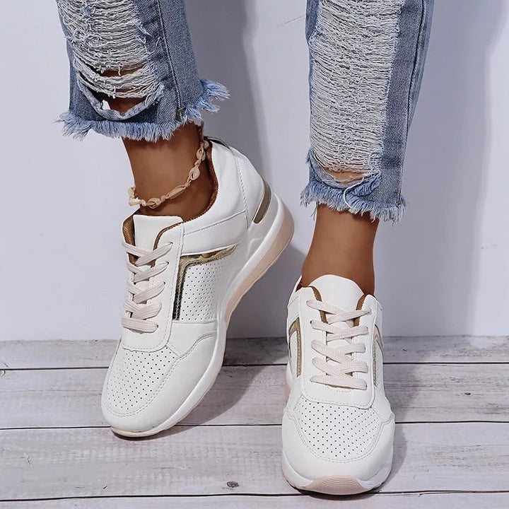 Orthopaedic women's sneakers with cushioning & arch support – Valora-White-3-State of Style