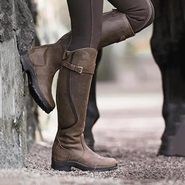 Orthopedic Boots with Buckle Details - Elara-Dark Brown-5-State of Style