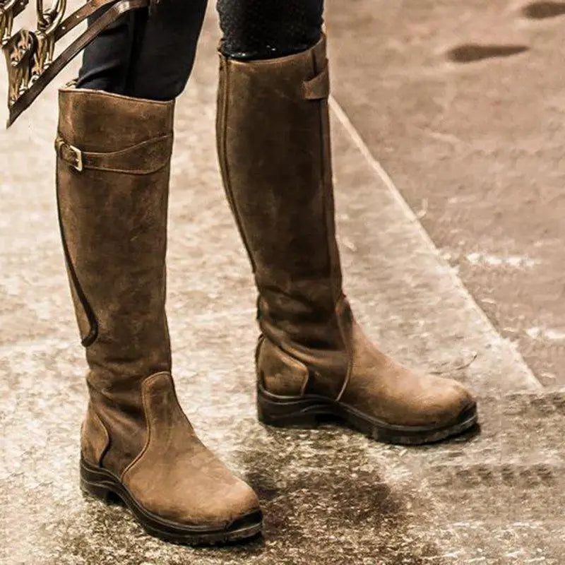 Orthopedic Boots with Buckle Details - Elara-Dark Brown-5-State of Style