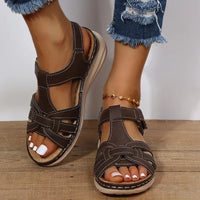 Orthopedic leather sandals for women – Emilia-Dark brown-3-State of Style