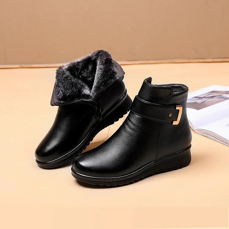 Orthopedic Leather Women's Boots - Ella-Black (Black Lining)-4.5-State of Style