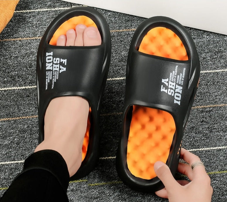 Orthopedic Massage Slippers | Pain Relief | Arch Support-Black Orange-3.5-State of Style