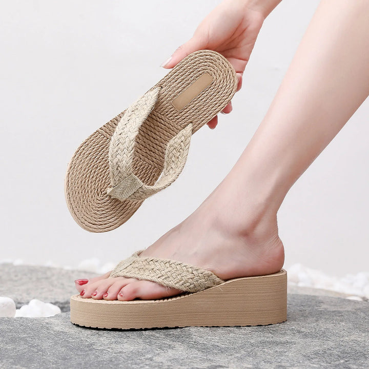 Orthopedische Beige Sleehak Slippers - Sofia-36-State of Style