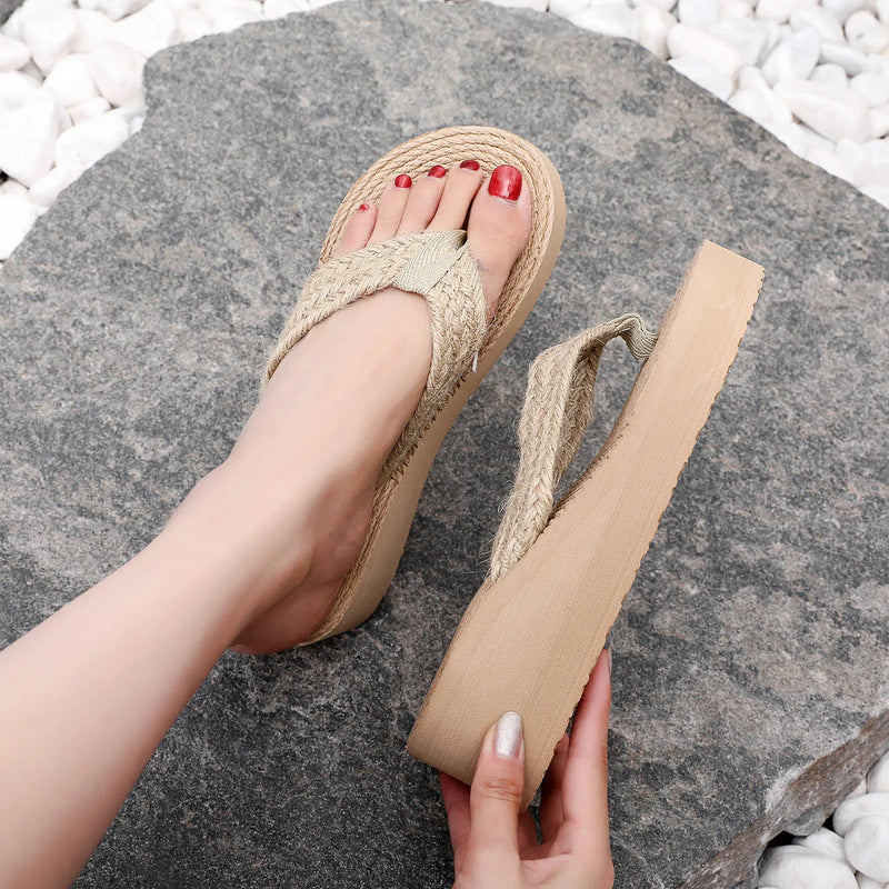 Orthopedische Beige Sleehak Slippers - Sofia-36-State of Style