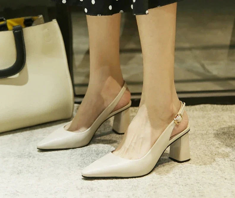 Orthopedische Beige Slingback Hakken - Lisa-Beige-4.5-State of Style