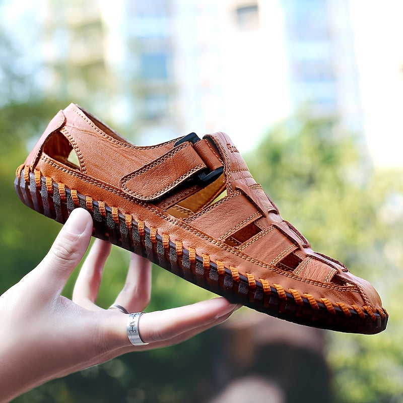 Orthopedische Bruin Geflochtener herensandaal - Lukas-Geel-CN38(EU38.5)-State of Style