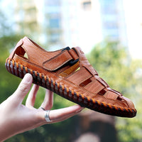 Orthopedische Bruin Geflochtener herensandaal - Lukas-Geel-CN38(EU38.5)-State of Style