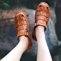 Orthopedische Bruin Geflochtener herensandaal - Lukas-Geel-CN38(EU38.5)-State of Style