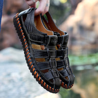 Orthopedische Bruin Geflochtener herensandaal - Lukas-Geel-CN38(EU38.5)-State of Style