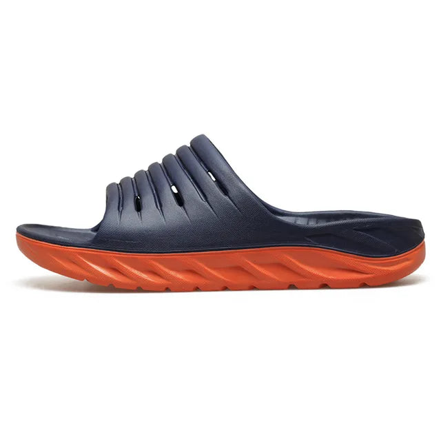 Orthopedische Marineblauwe Slippers - Lucas-Blauw Oranje-38-State of Style