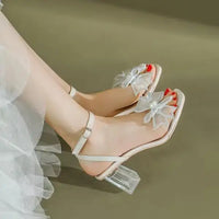 Orthopedische Parel Witte Hakken - Isabella-Wit lint-35-State of Style