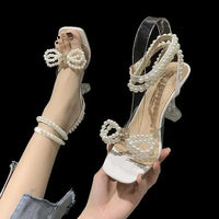 Orthopedische Parel Witte Hakken - Isabella-Wit met lint-35-State of Style