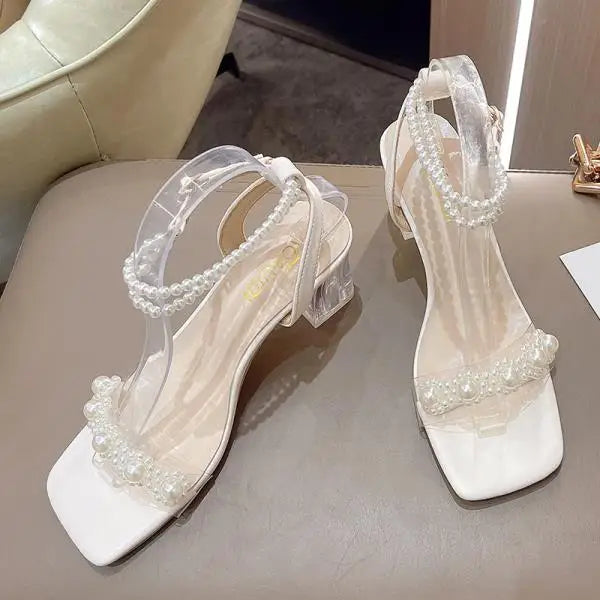 Orthopedische Parel Witte Hakken - Isabella-Wit met parels-35-State of Style