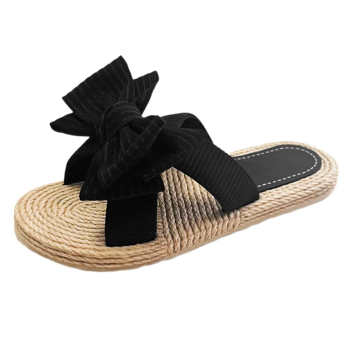 Orthopedische Stro Sandalen met Zwarte Strik - Emma-37-State of Style
