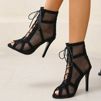 Orthopedische Zwarte Mesh Vetersandalen - Laura-36-State of Style