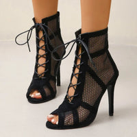 Orthopedische Zwarte Mesh Vetersandalen - Laura-36-State of Style