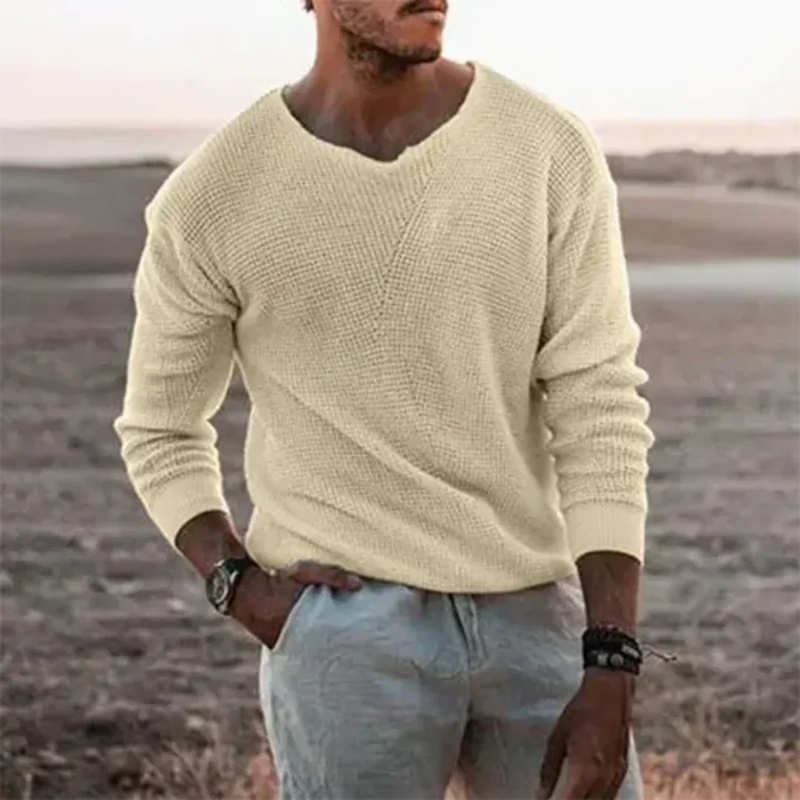 Warmer men's knitted jumper with long sleeves - Sigfried