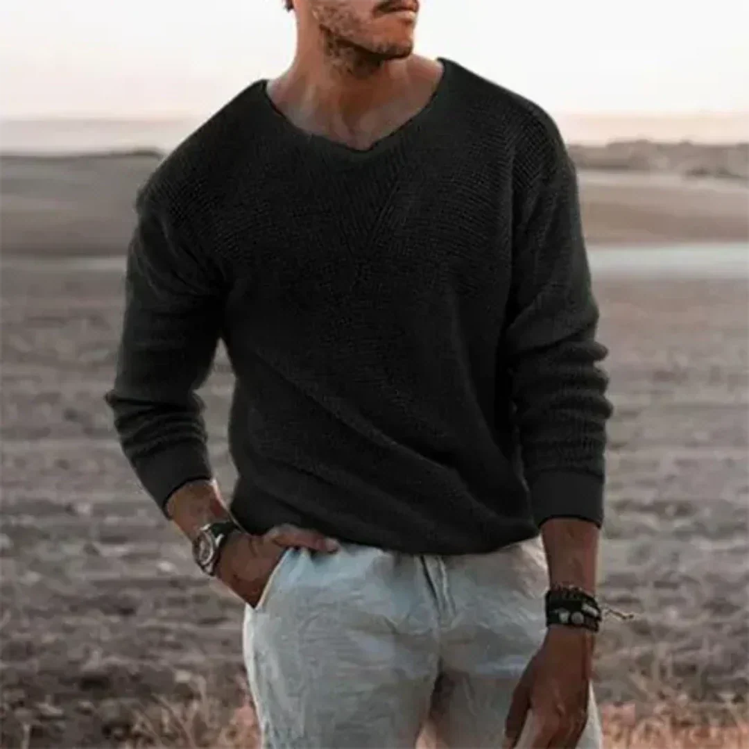 Warmer men's knitted jumper with long sleeves - Sigfried