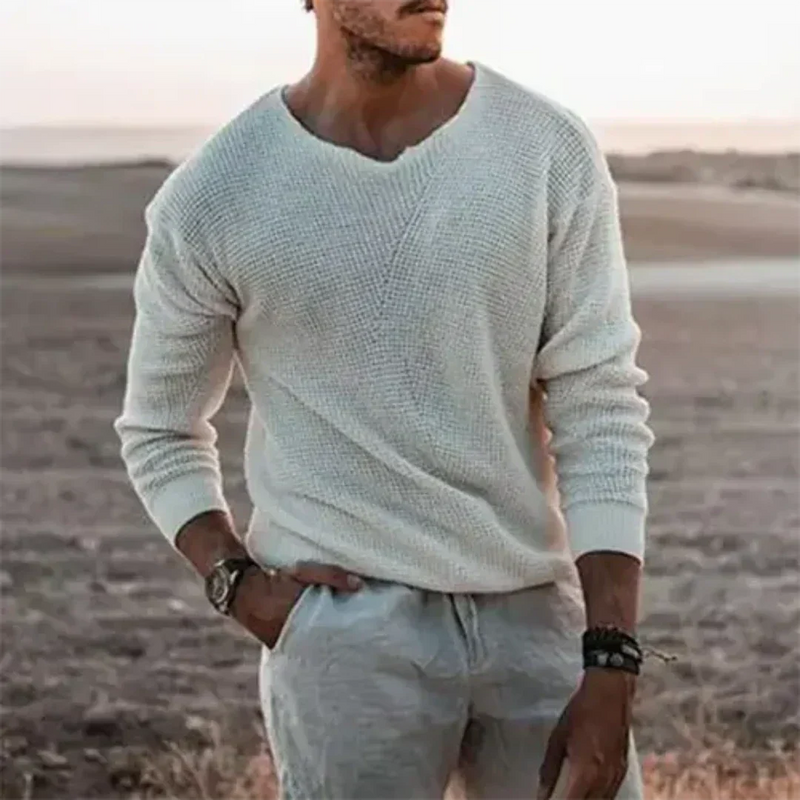 Warmer men's knitted jumper with long sleeves - Sigfried