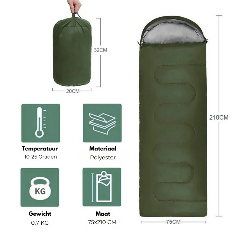 Outdoor sleeping bag for cold nights - AdventureSleeper-Green-State of Style