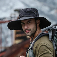 Outdoor Summer Hat with Chin Strap and Water-Repellent Fabric – Ranger-Black-State of Style