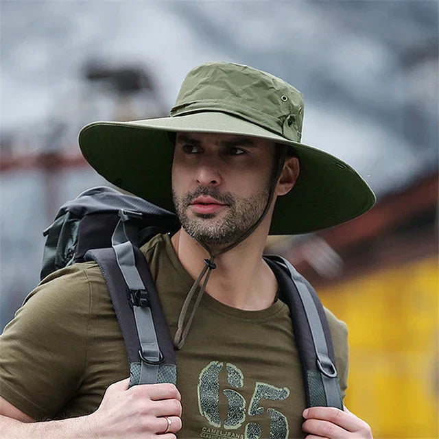 Outdoor Summer Hat with Chin Strap and Water-Repellent Fabric – Ranger-Green-State of Style