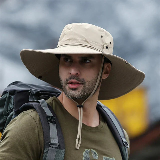 Outdoor Summer Hat with Chin Strap and Water-Repellent Fabric – Ranger-Khaki-State of Style