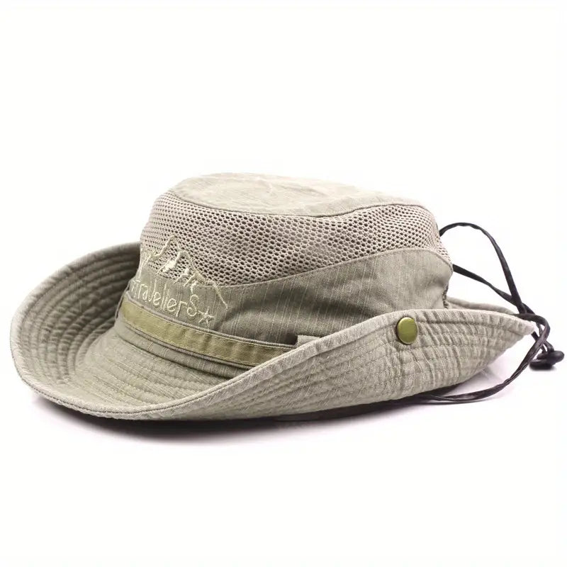 Outdoor Sun Hat with Adjustable Straps and Wide Brim – Solantra-Khaki-State of Style
