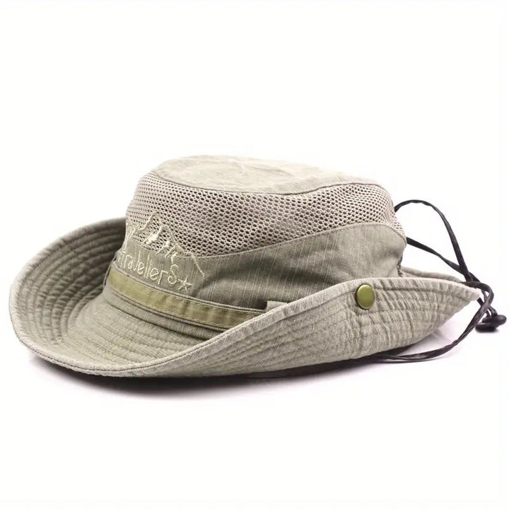 Outdoor Sun Hat with Adjustable Straps and Wide Brim – Solantra-Khaki-State of Style