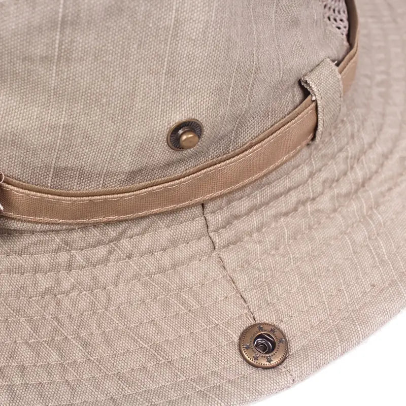 Outdoor Sun Hat with Adjustable Straps and Wide Brim – Solantra-Khaki-State of Style