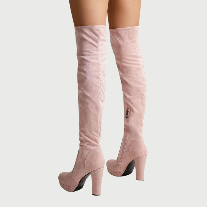 Over-the-Knee Boots with Block Heel - Isabella-Apricot-5-State of Style
