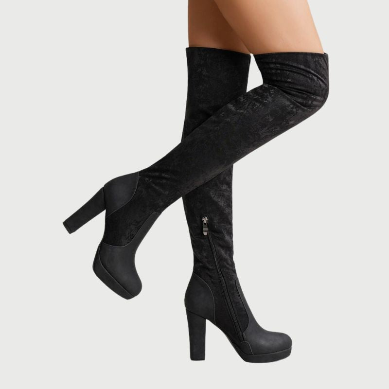 Over-the-Knee Boots with Block Heel - Isabella-Apricot-5-State of Style