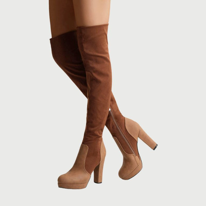 Over-the-Knee Boots with Block Heel - Isabella-Apricot-5-State of Style