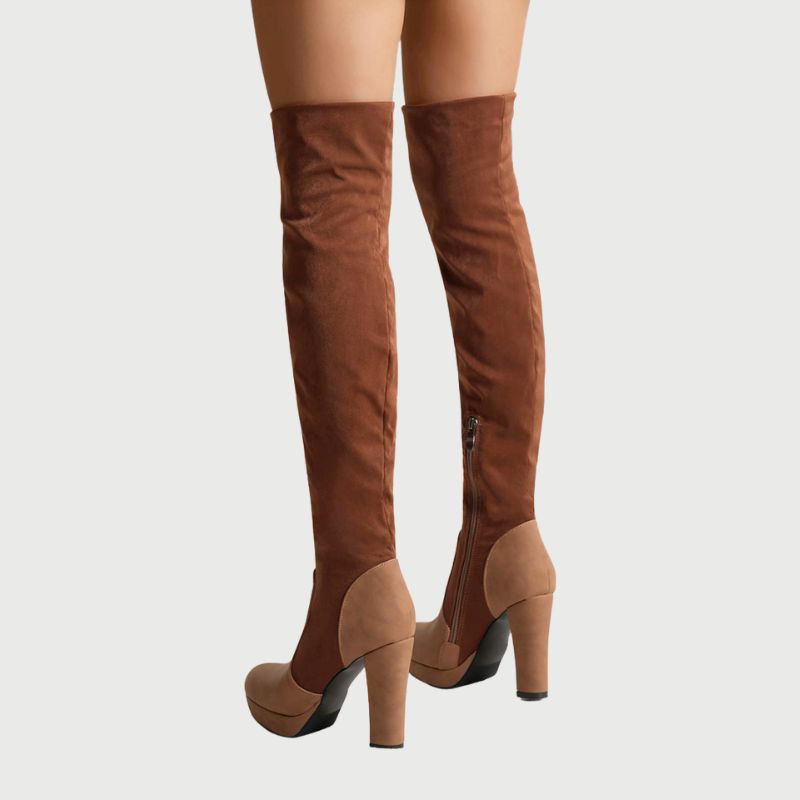 Over-the-Knee Boots with Block Heel - Isabella-Apricot-5-State of Style