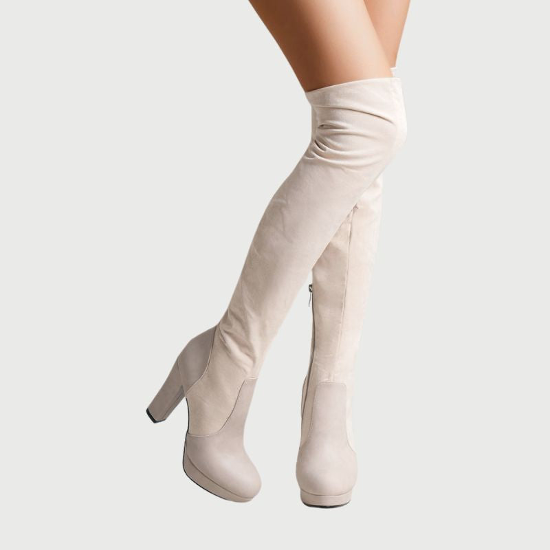 Over-the-Knee Boots with Block Heel - Isabella-Apricot-5-State of Style