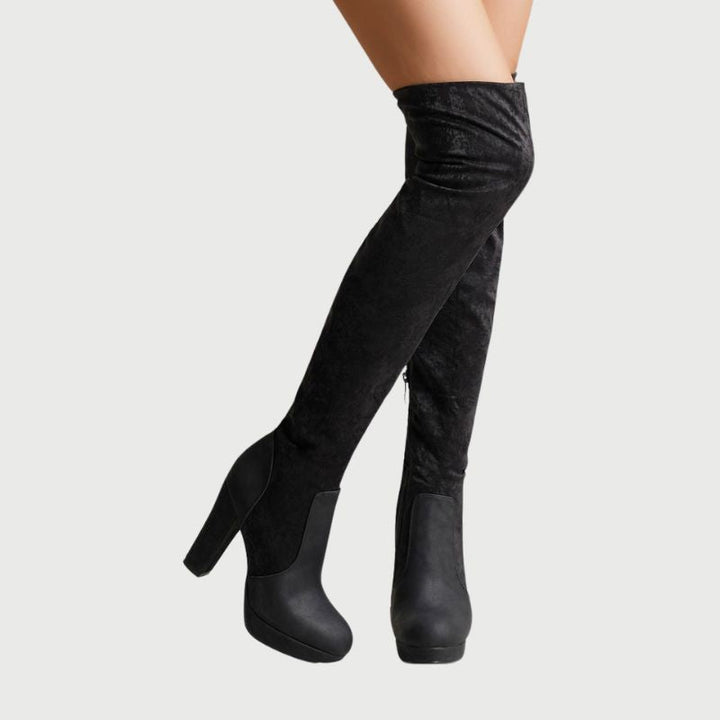 Over-the-Knee Boots with Block Heel - Isabella-Black-5-State of Style