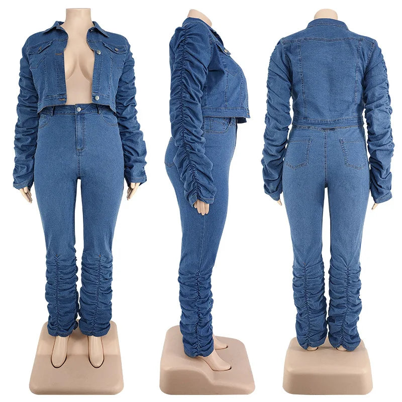 Oversized 2-Piece Denim Set with Jacket and Pants-XL-State of Style