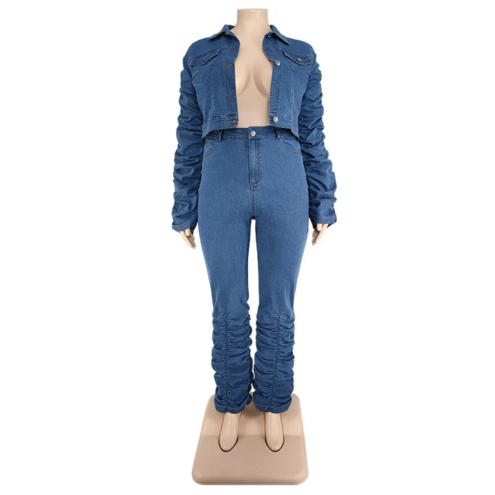 Oversized 2-Piece Denim Set with Jacket and Pants-XL-State of Style