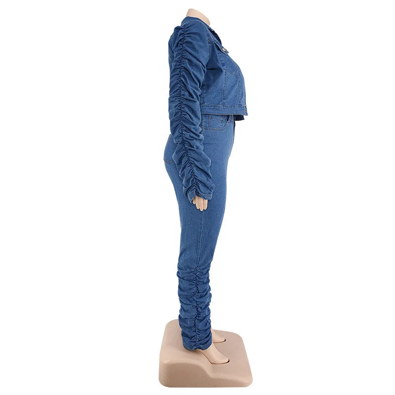 Oversized 2-Piece Denim Set with Jacket and Pants-XL-State of Style