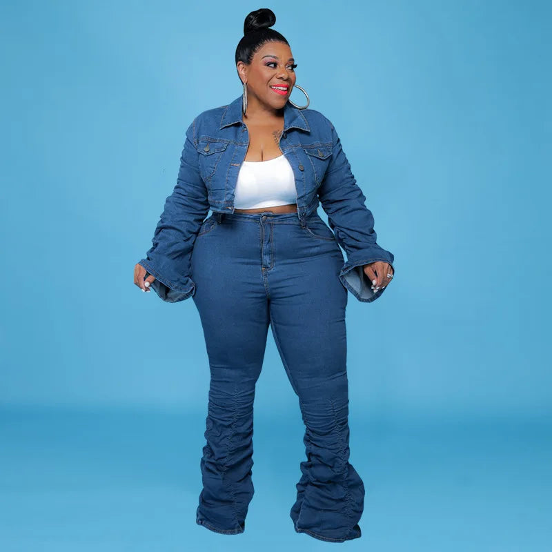 Oversized 2-Piece Denim Set with Jacket and Pants-XL-State of Style