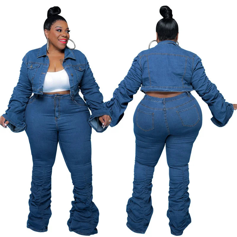 Oversized 2-Piece Denim Set with Jacket and Pants-XL-State of Style
