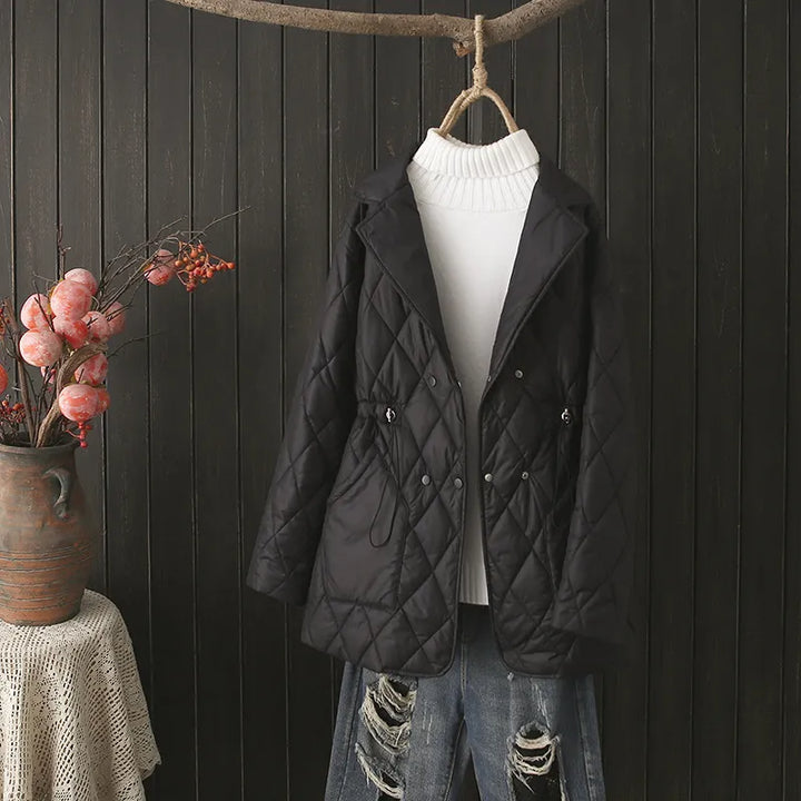 Oversized Argyle Patterned Padded Jacket | Stylish & Comfortable-KHAKI-XL-State of Style