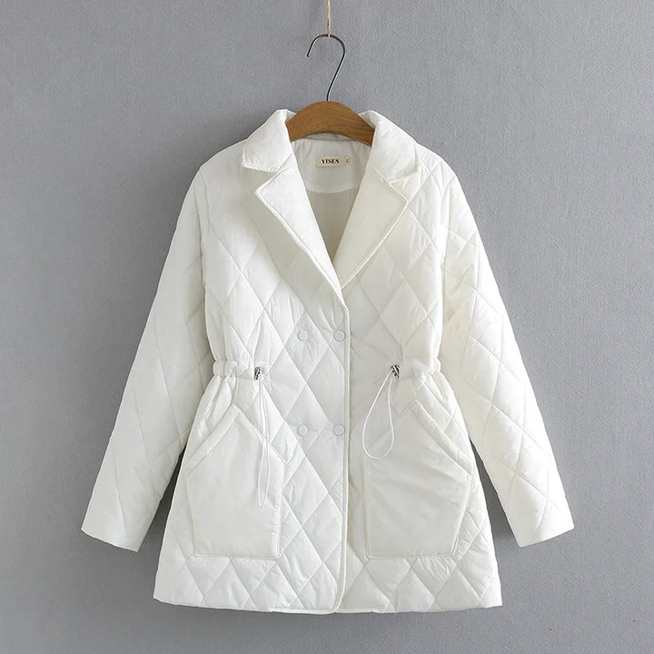 Oversized Argyle Patterned Padded Jacket | Stylish & Comfortable-WHITE-XL-State of Style