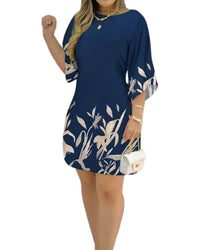 Oversized Casual Dress with Botanical Print-S-State of Style