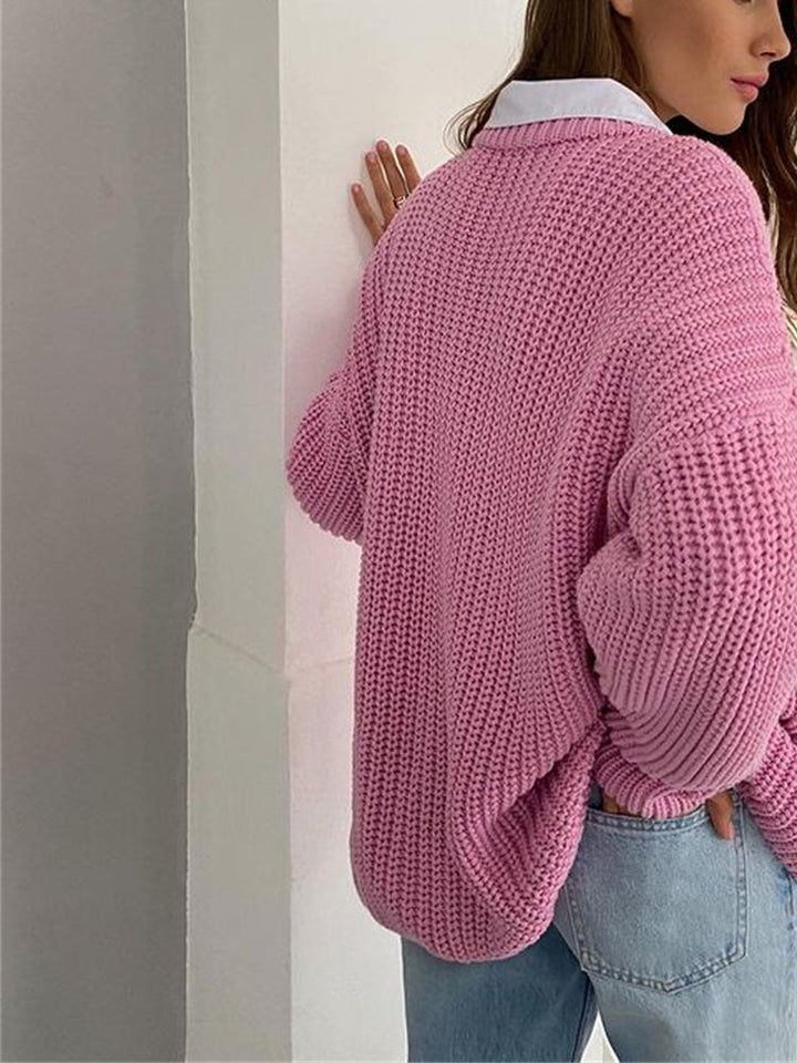 Oversized Chunky Knit Sweater for Women - Amara-Blue-S-State of Style