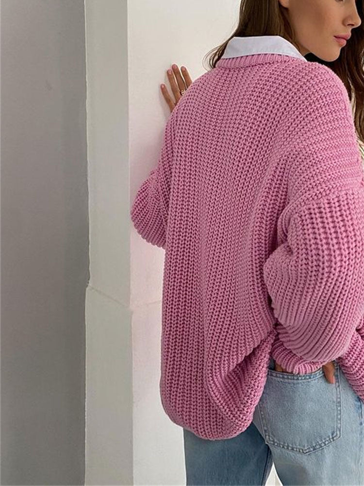 Oversized Chunky Knit Sweater for Women - Amara-Blue-S-State of Style