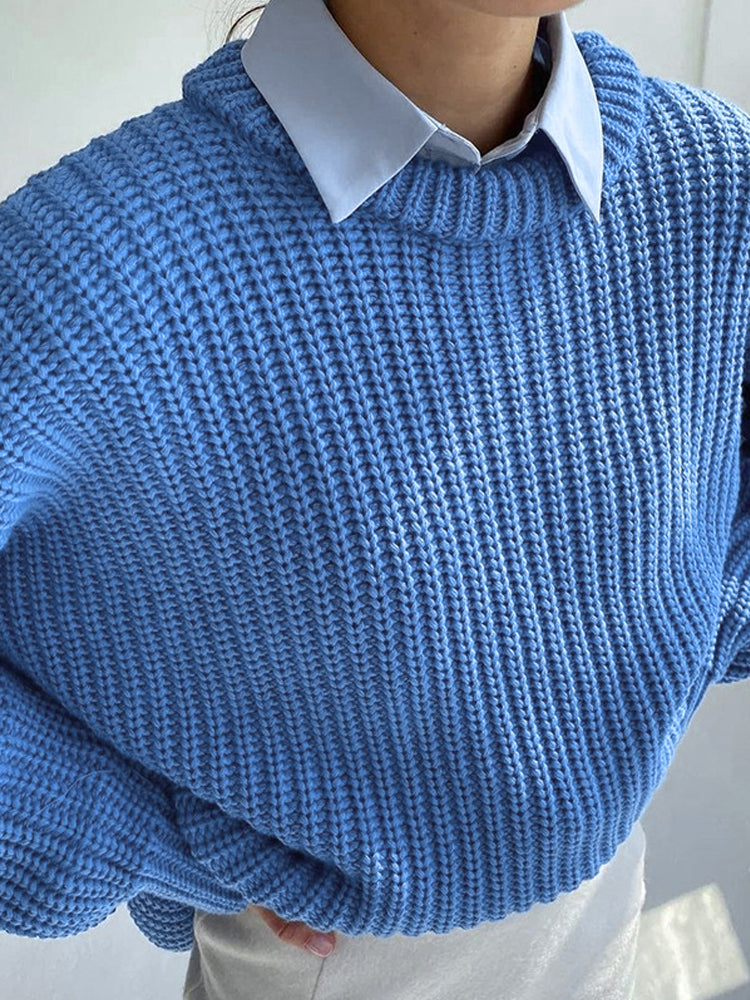 Oversized Chunky Knit Sweater for Women - Amara-Blue-S-State of Style