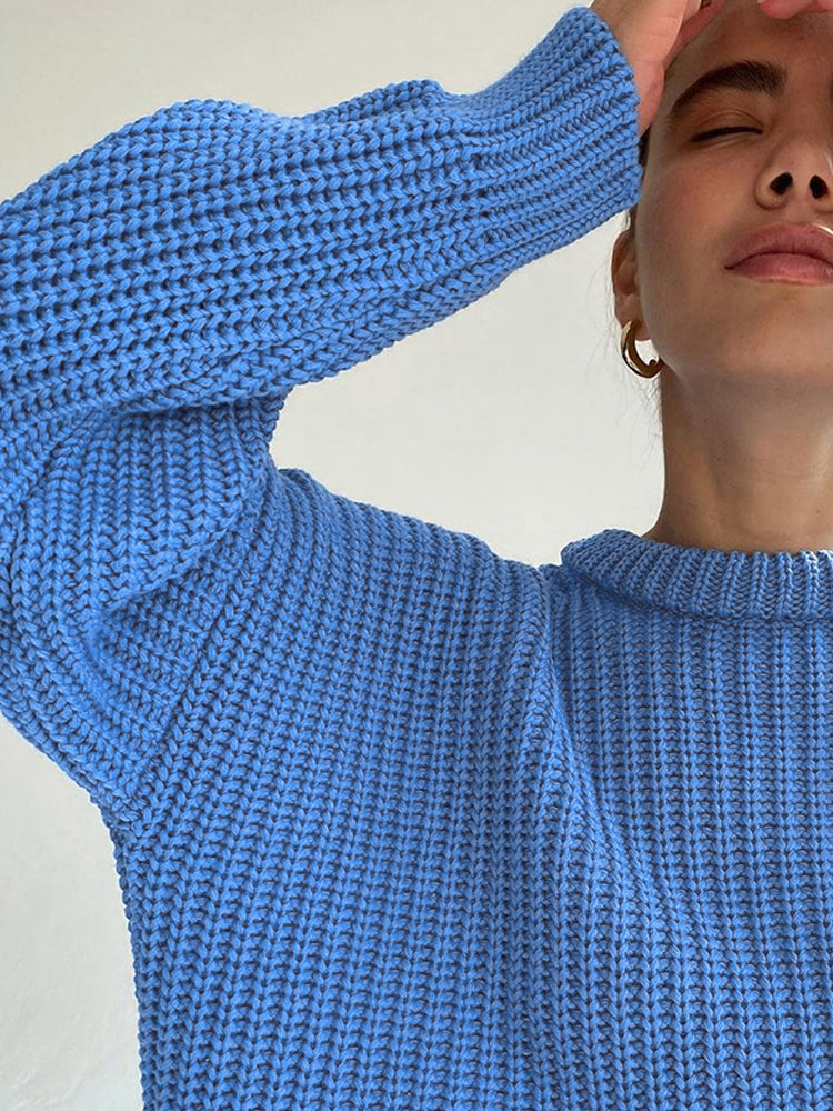 Oversized Chunky Knit Sweater for Women - Amara-Blue-S-State of Style